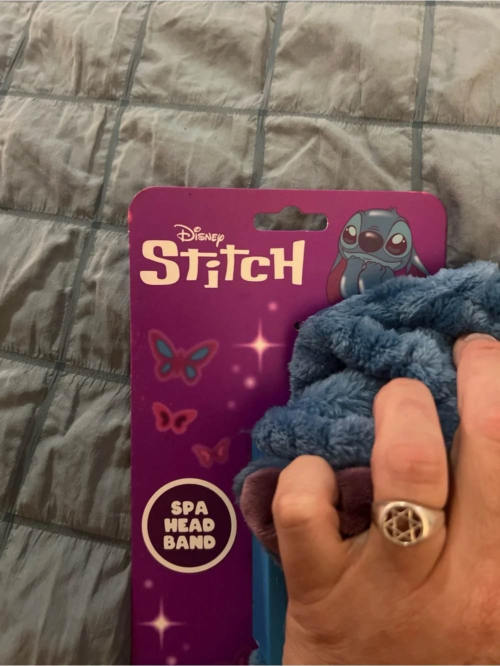 Disney Plush Stitch Spa Headband in Blue and Mauve